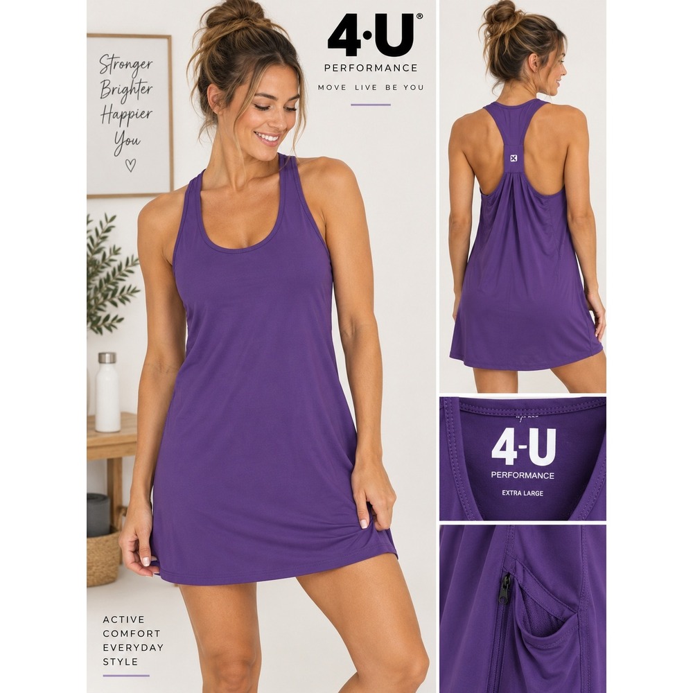 4-U Performance Plum Purple Racerback Tank Top Activewear Gym Size XL